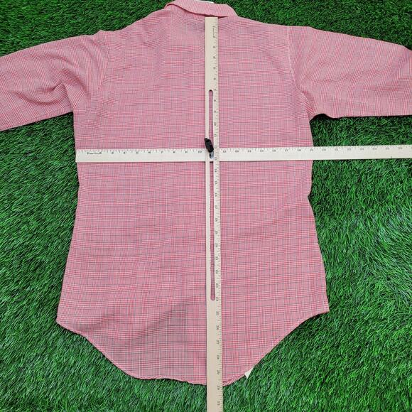 Vintage 80s Van-Heusen Button Shirt M 15.5 19x30 Glen Plaid - Picture 6 of 12